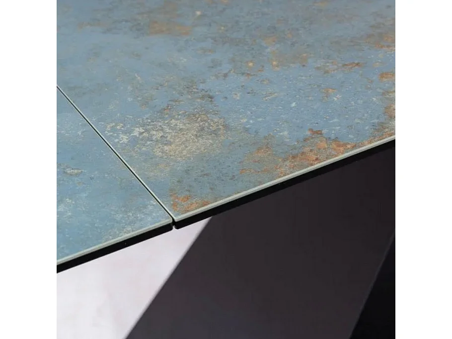 Tavolo da pranzo di design allungabile Ossido Verde Holly con piano in ceramica