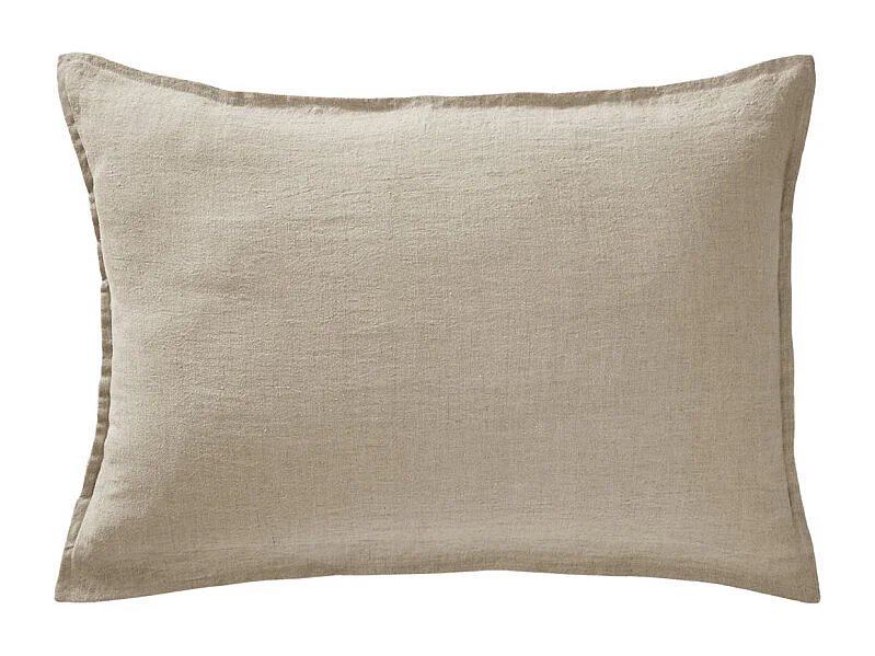 Lot de 2 taies d'oreillers 50 x 70 cm en lin lavé sable - LUISA