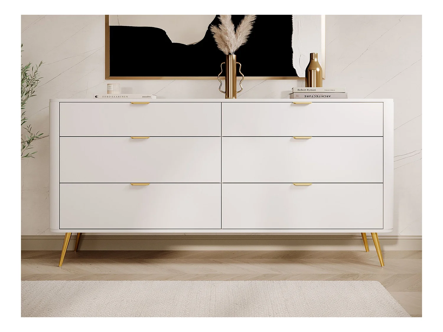 Kommode mit 6 Schubladen - Weiß - 172 cm - OVAL