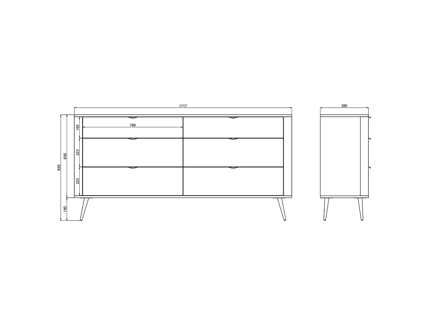 Commode - 172 cm - 6 tiroirs - blanc - OVAL