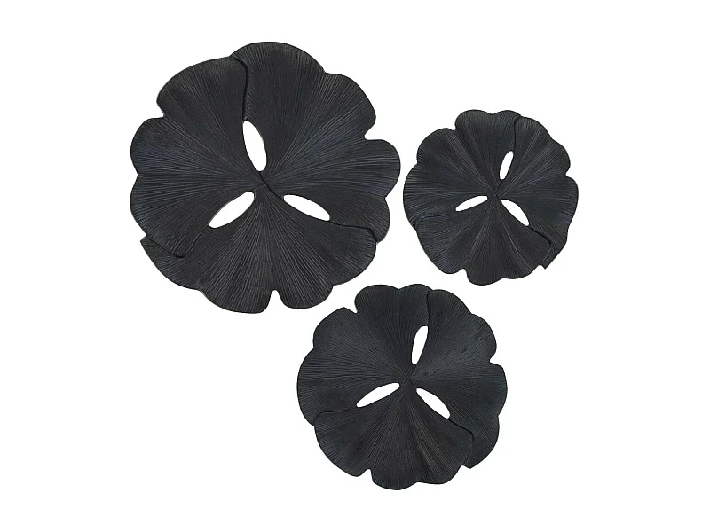 Set de 3 décorations murales fleurs noires