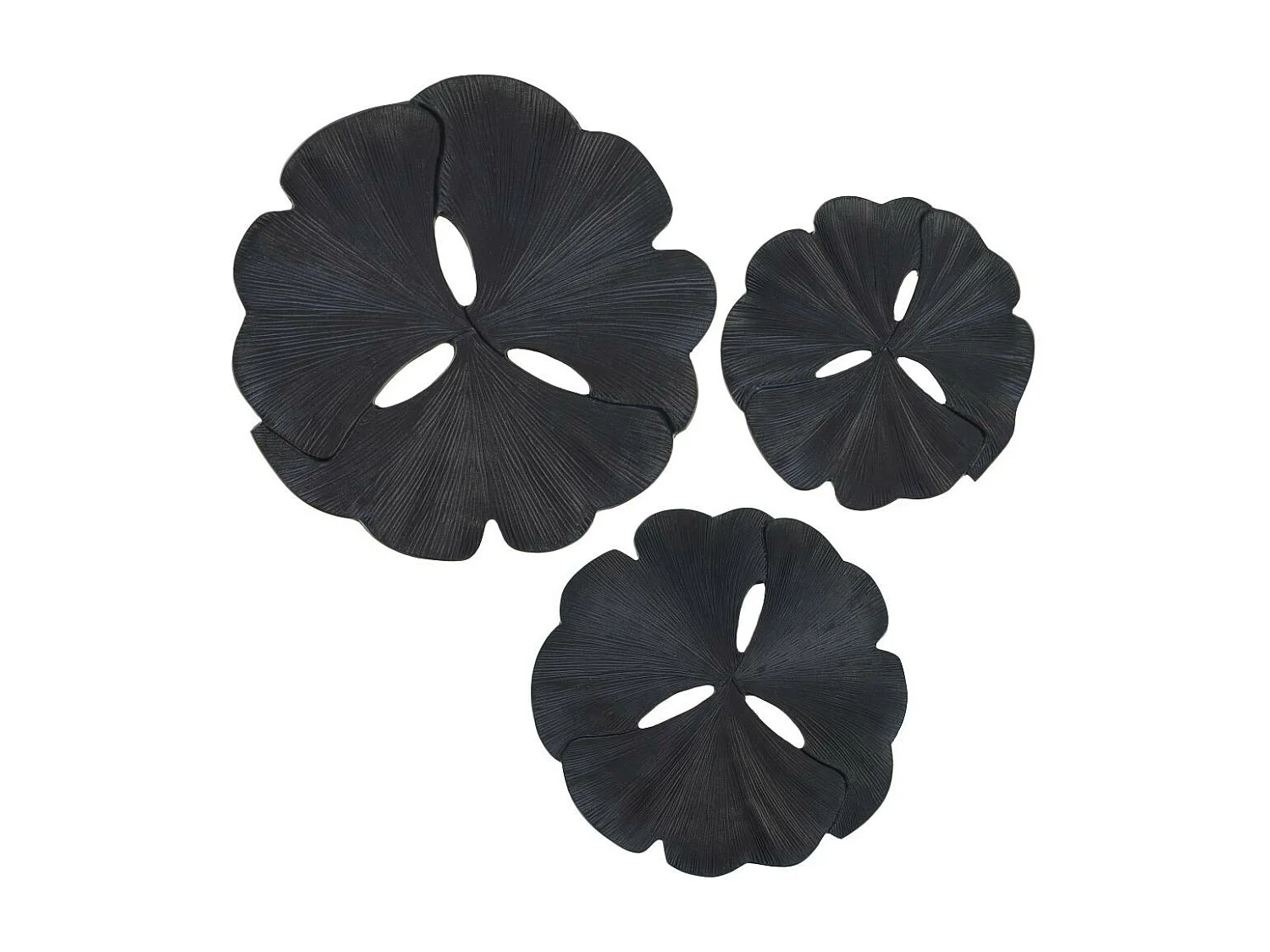 Set de 3 décorations murales fleurs noires