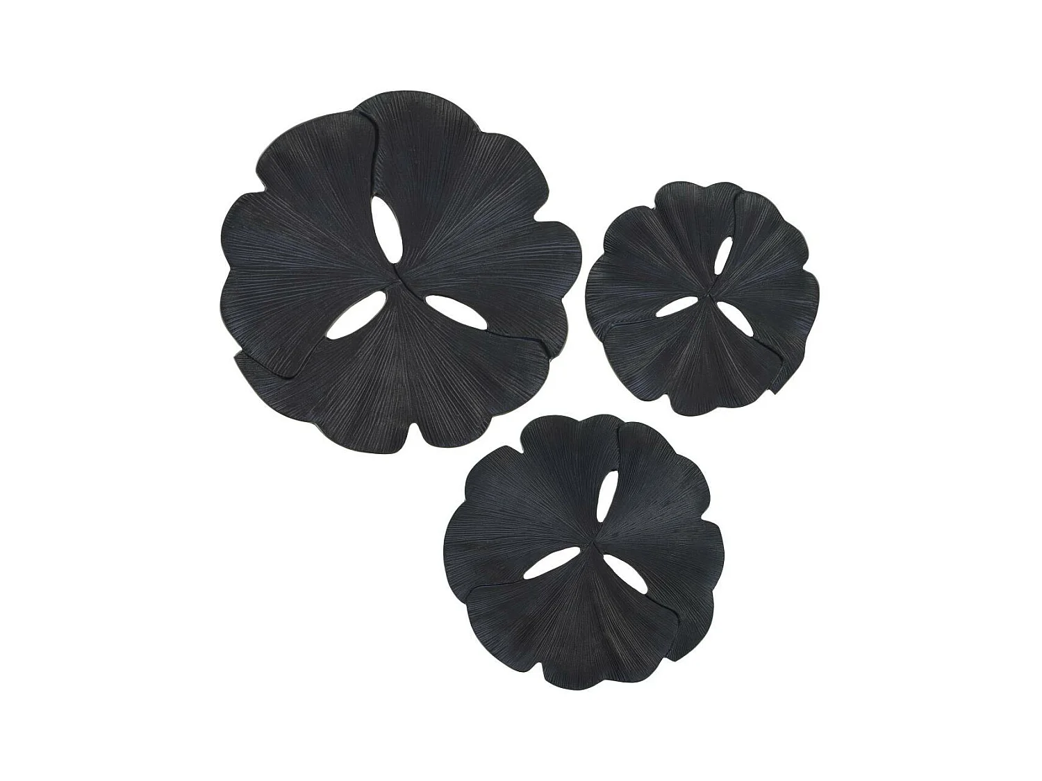 Set de 3 décorations murales fleurs noires