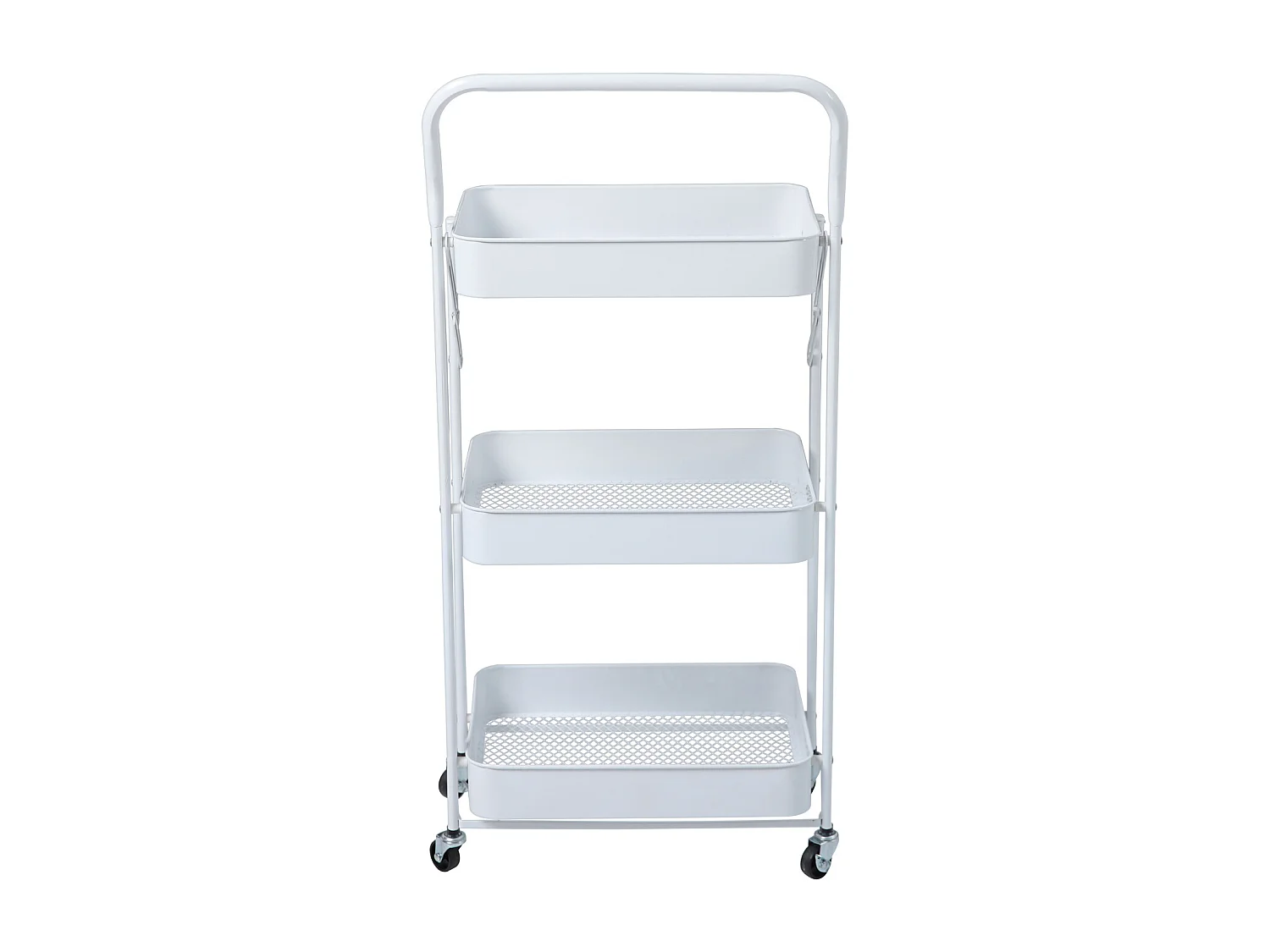SVITA Chariot de service à roulettes pliable 3 niveaux avec poignée blanc