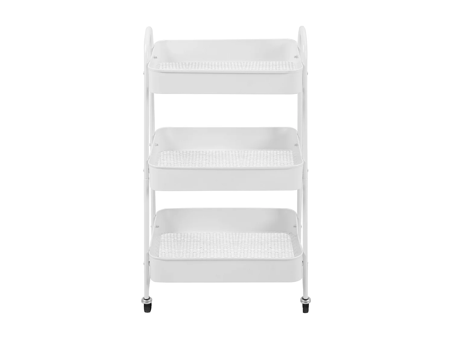 SVITA Chariot de service à roulettes Chariot à thé 3 étages avec poignée blanc