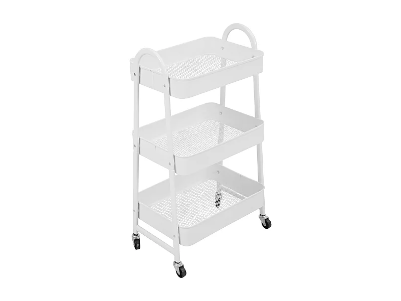 SVITA Chariot de service à roulettes Chariot à thé 3 étages avec poignée blanc
