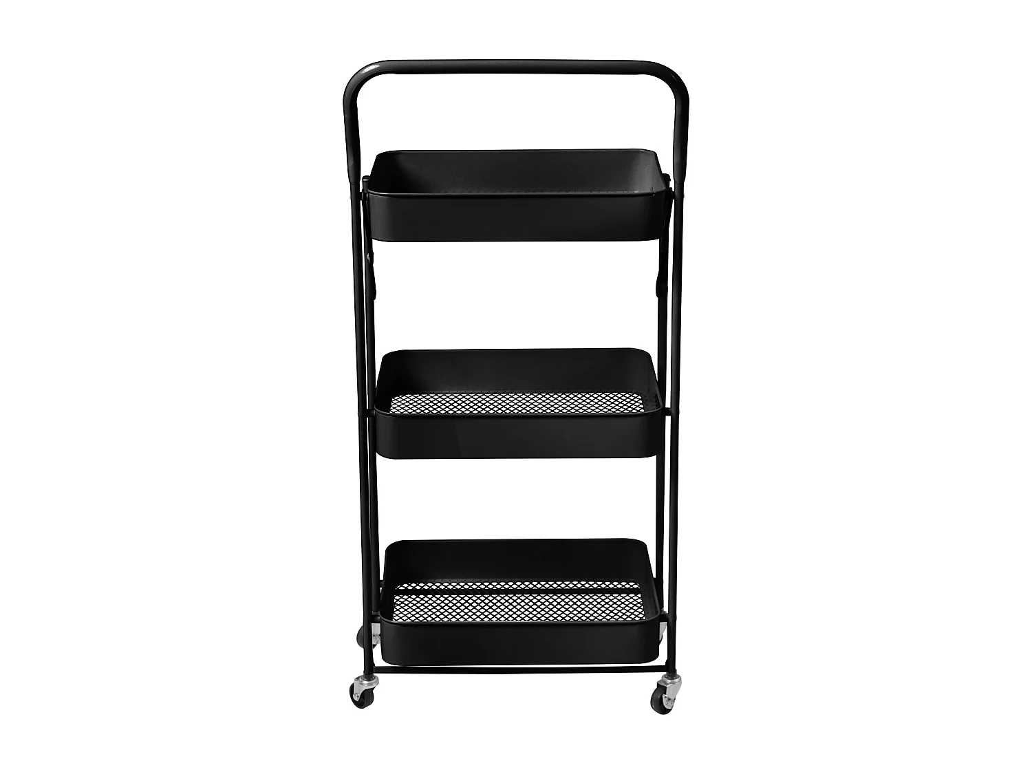 SVITA Chariot de service à roulettes pliable 3 niveaux avec poignée noir