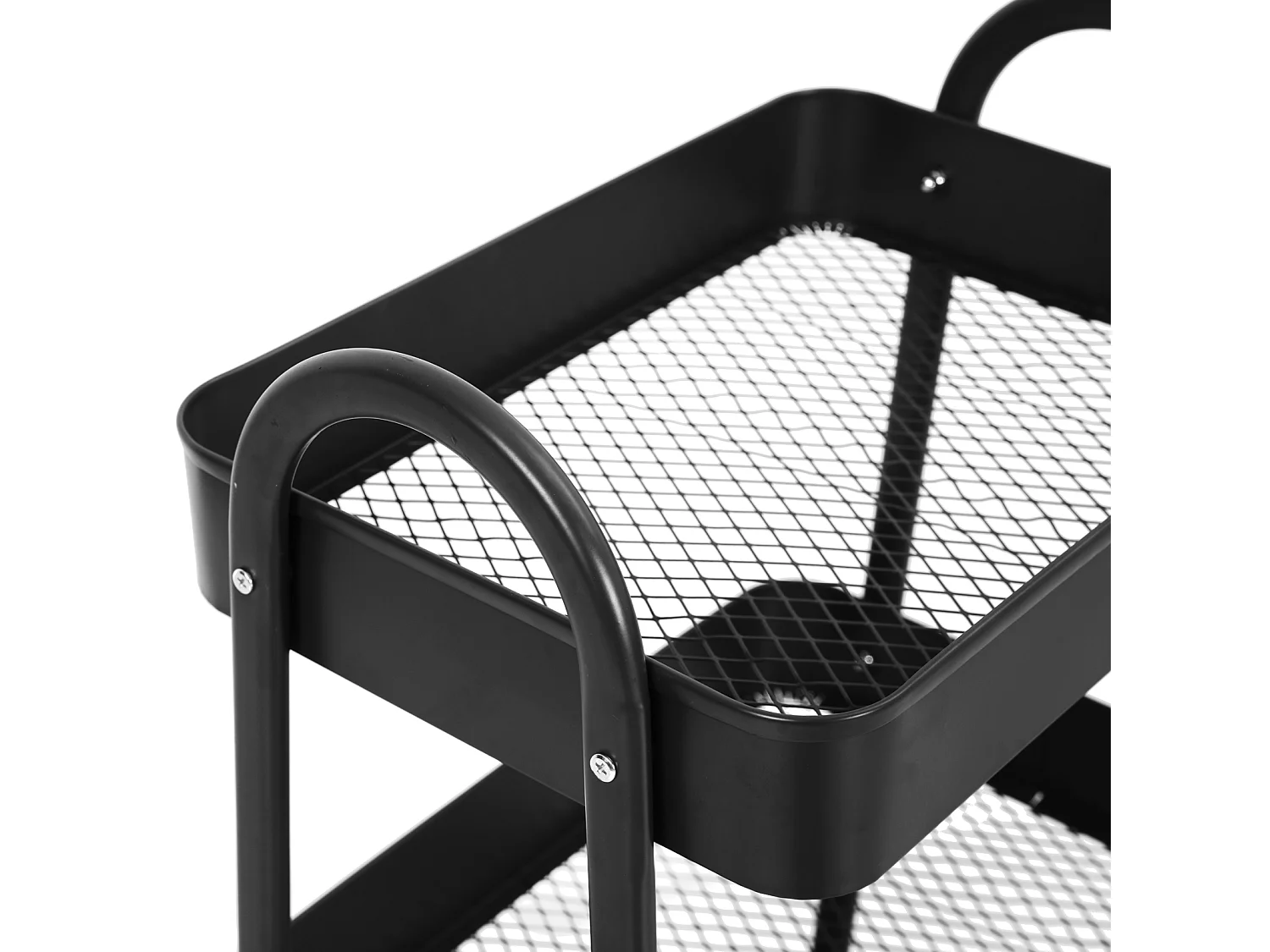 SVITA Chariot de service à roulettes Chariot à thé 3 étages avec poignée noir