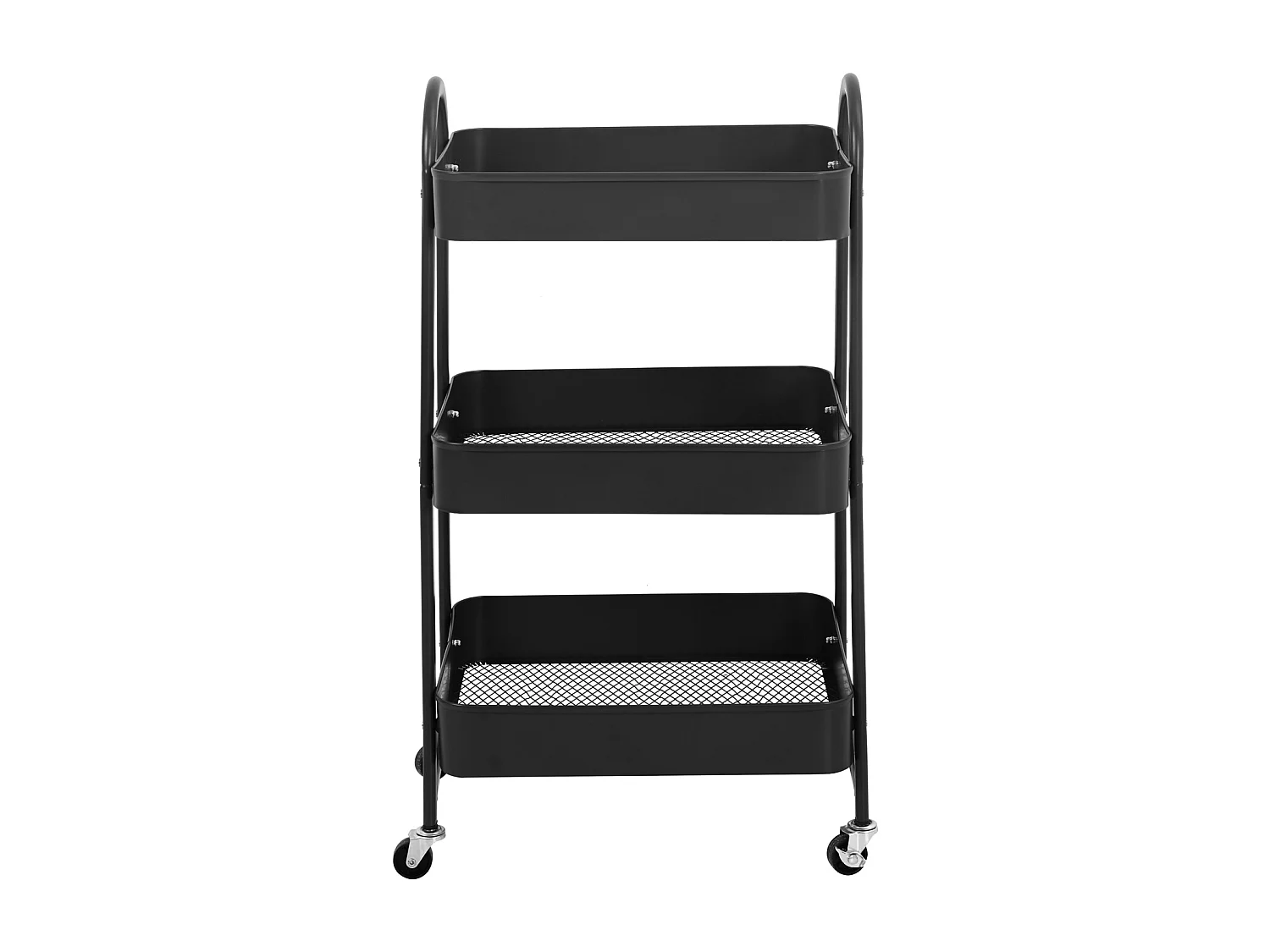 SVITA Chariot de service à roulettes Chariot à thé 3 étages avec poignée noir
