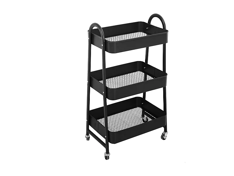 SVITA Chariot de service à roulettes Chariot à thé 3 étages avec poignée noir