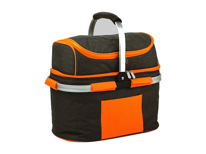 Panier pique-nique 25l panier à provisions avec fonction de refroidissement glacière sac isotherme gris
