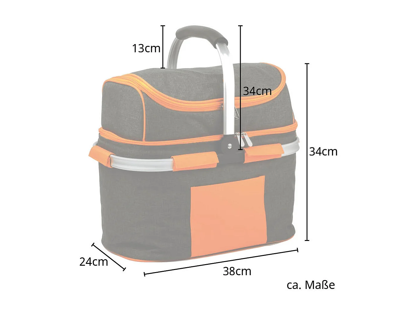 Panier pique-nique 25l panier à provisions avec fonction de refroidissement glacière sac isotherme gris