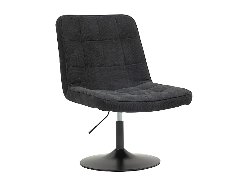 Fauteuil lounge HENRY chaise rembourrée avec base pivotante et couverture en velours côtelé noir