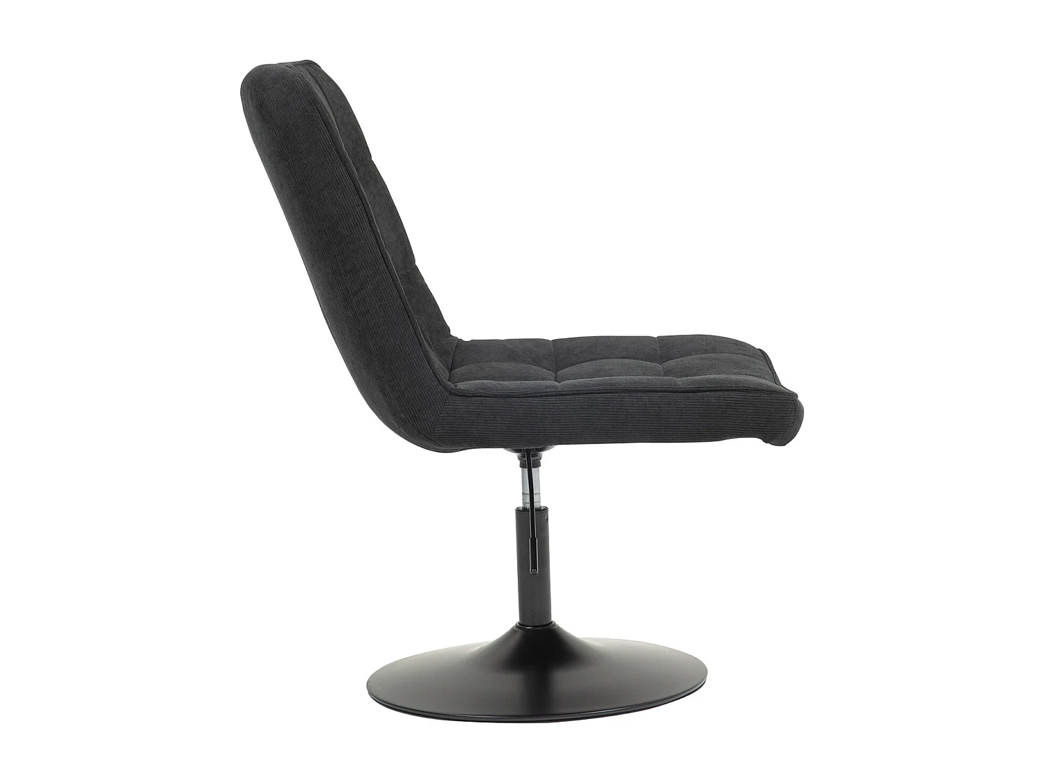 Fauteuil lounge HENRY chaise rembourrée avec base pivotante et couverture en velours côtelé noir
