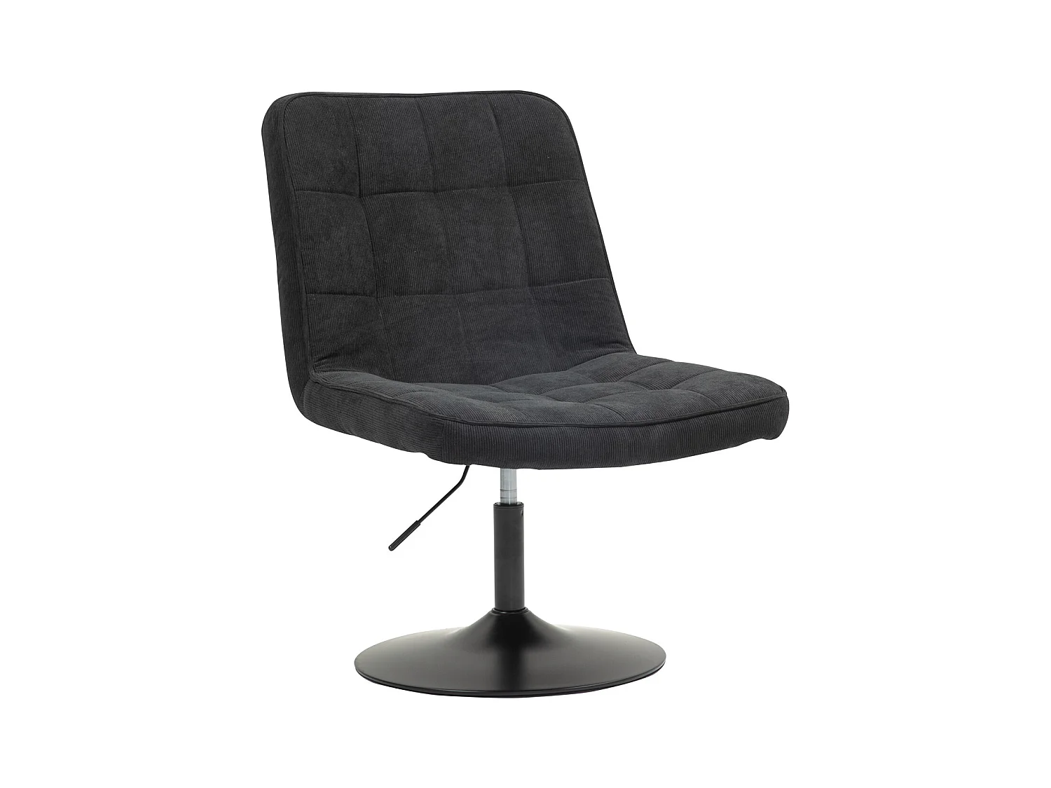 Fauteuil lounge HENRY chaise rembourrée avec base pivotante et couverture en velours côtelé noir