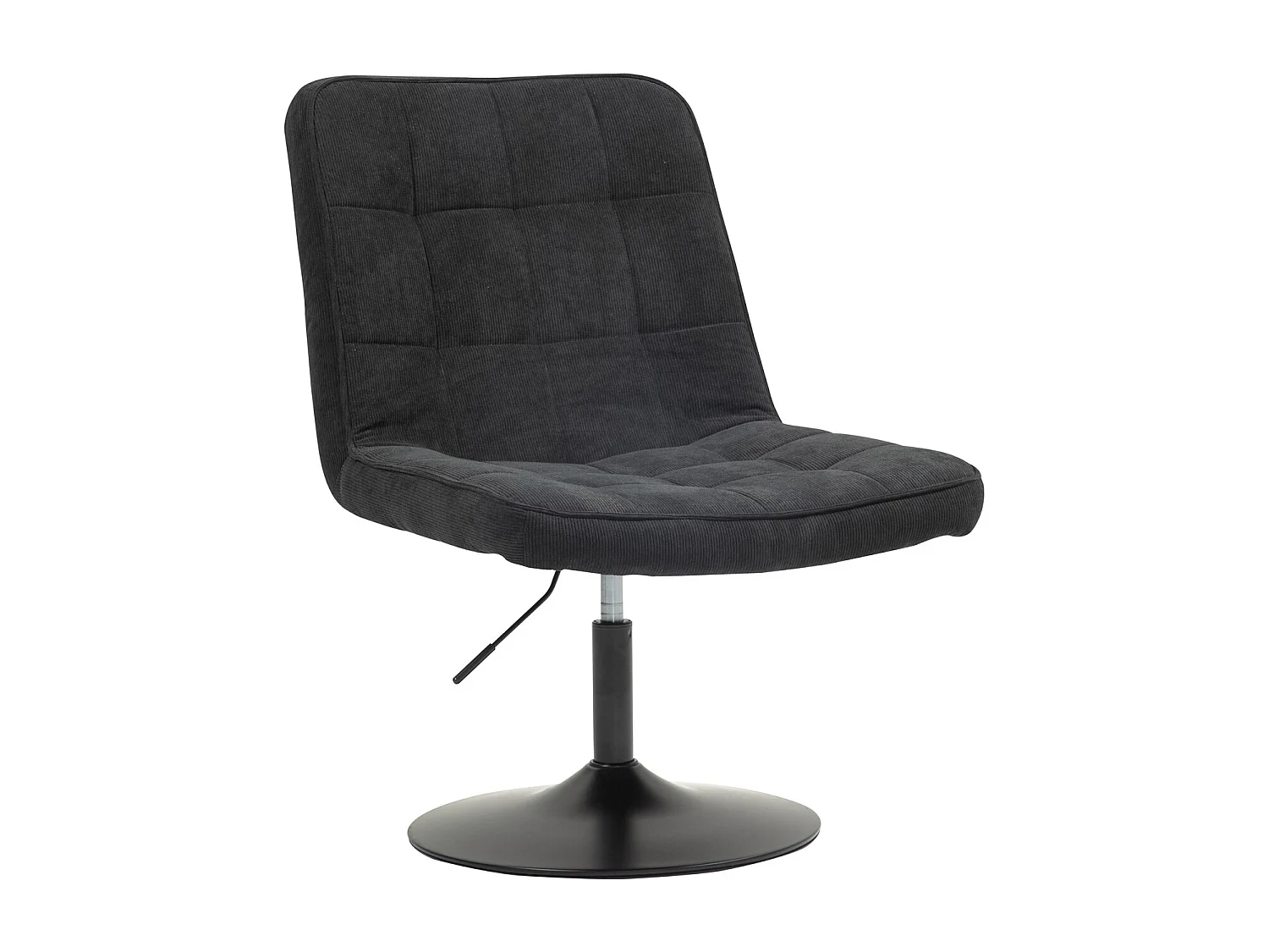 Fauteuil lounge HENRY chaise rembourrée avec base pivotante et couverture en velours côtelé noir