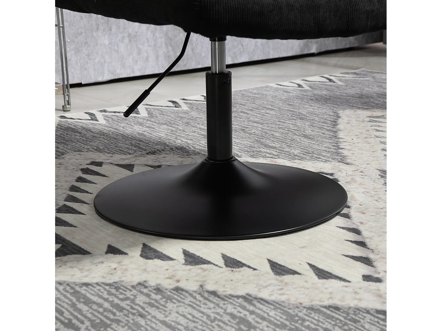 Fauteuil lounge HENRY chaise rembourrée avec base pivotante et couverture en velours côtelé noir