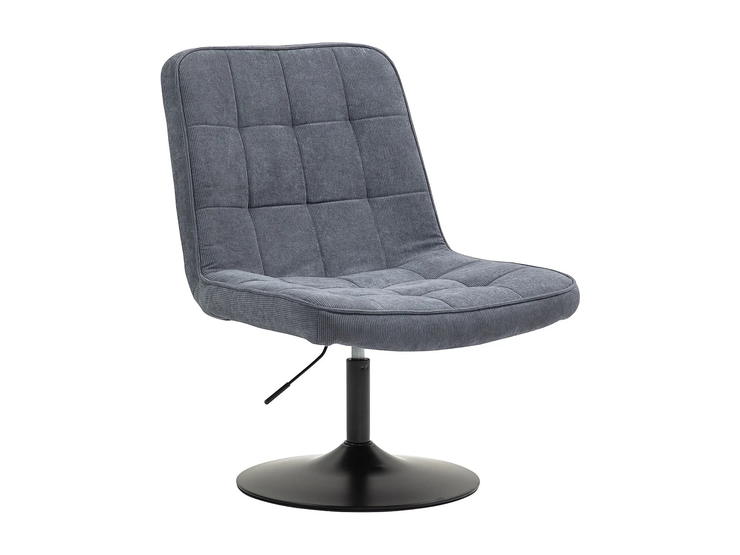 Fauteuil lounge HENRY chaise rembourrée avec base pivotante et couverture en velours côtelé gris