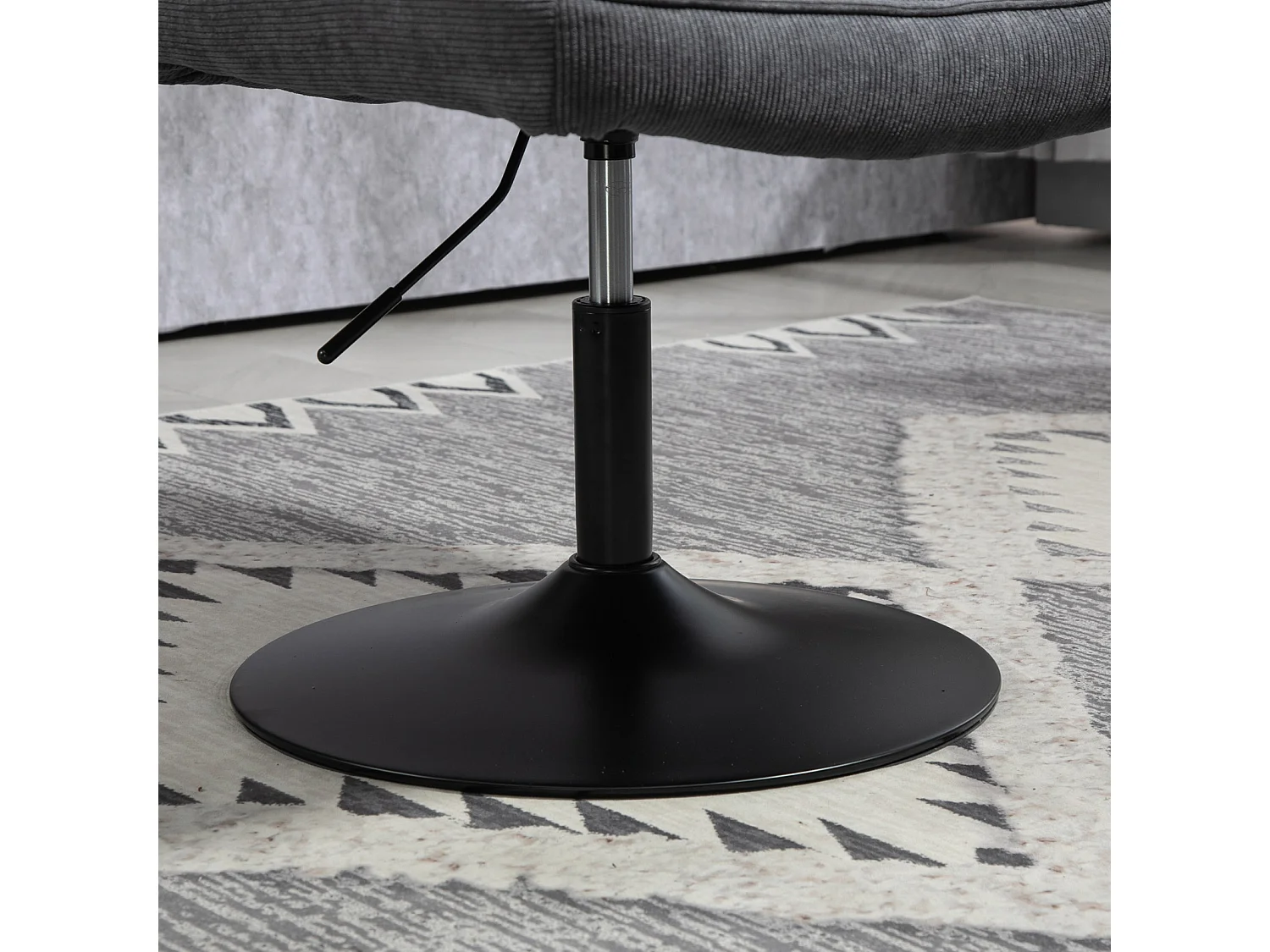 Fauteuil lounge HENRY chaise rembourrée avec base pivotante et couverture en velours côtelé gris