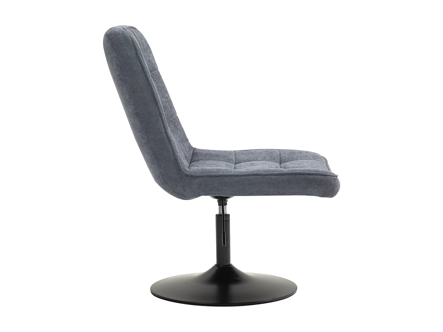 Fauteuil lounge HENRY chaise rembourrée avec base pivotante et couverture en velours côtelé gris