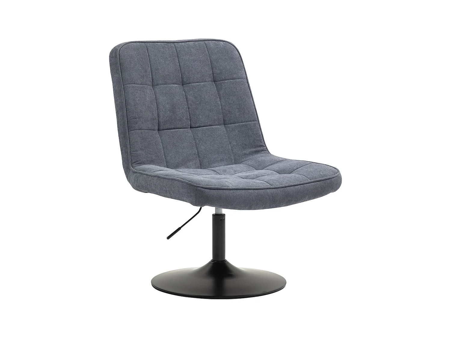 Fauteuil lounge HENRY chaise rembourrée avec base pivotante et couverture en velours côtelé gris