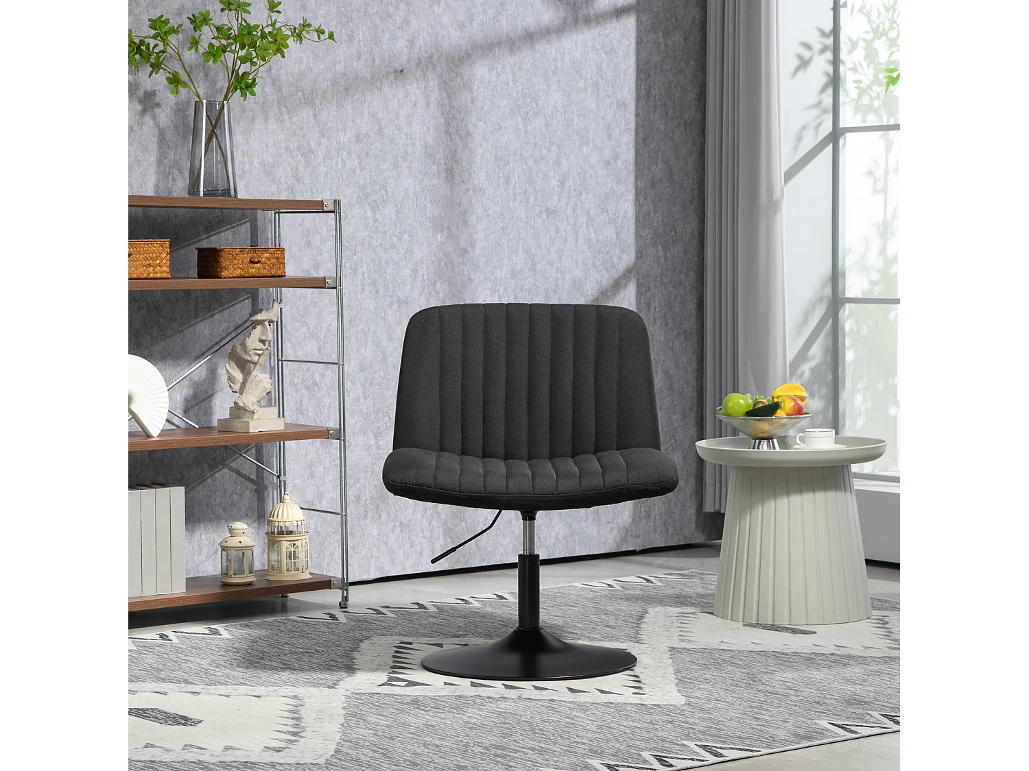 chaise longue EMILY chaise de relaxation réglable en hauteur rotative à 360° noir