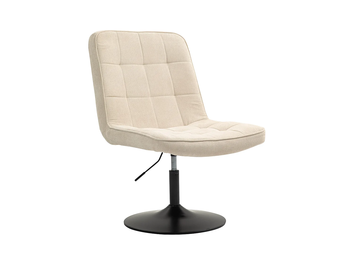 Fauteuil lounge HENRY chaise rembourrée avec base pivotante et couverture en velours côtelé beige