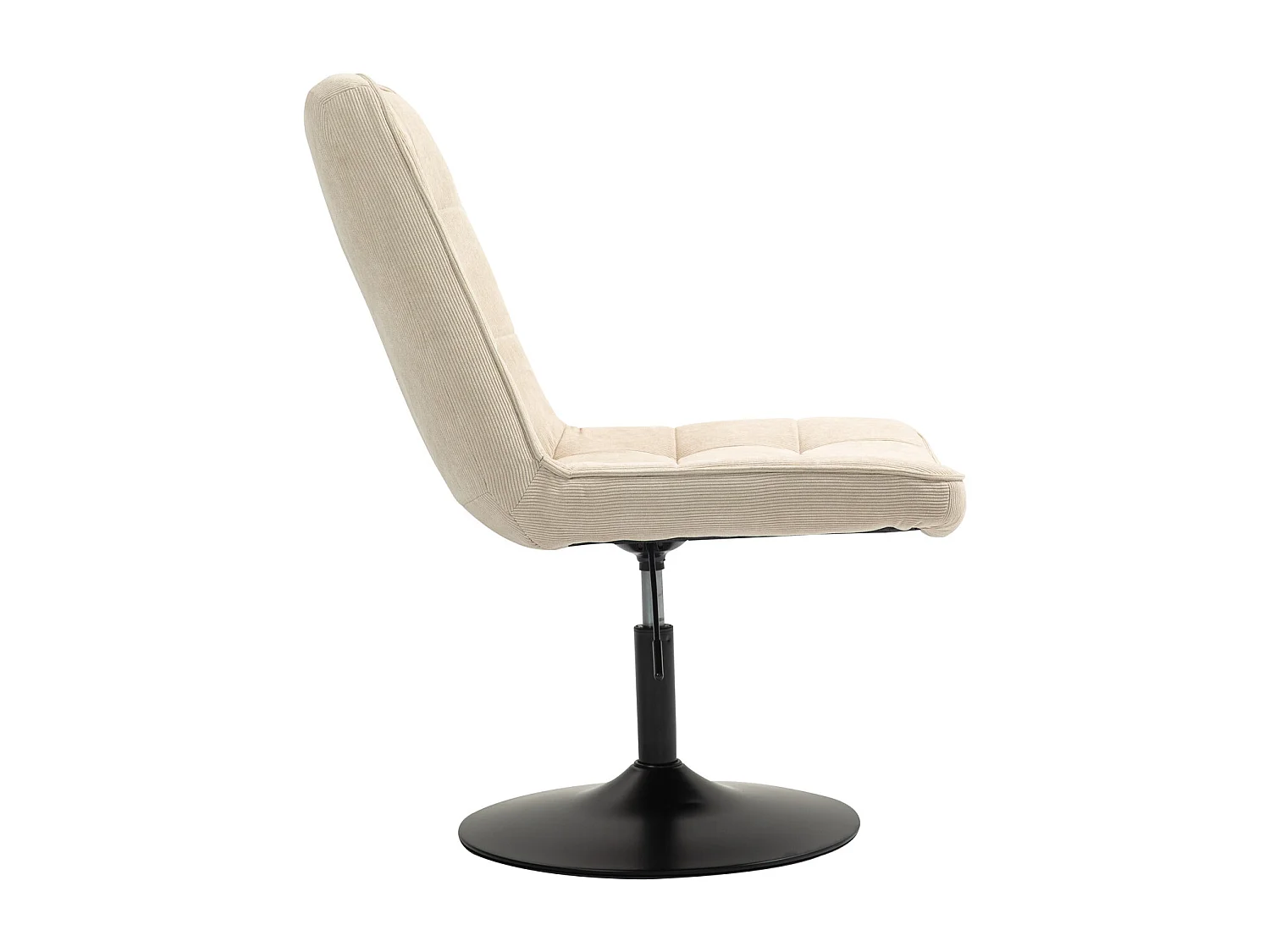 Fauteuil lounge HENRY chaise rembourrée avec base pivotante et couverture en velours côtelé beige
