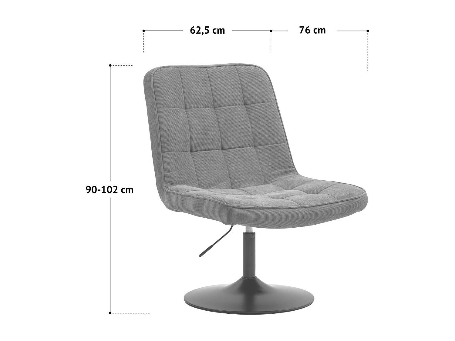 Fauteuil lounge HENRY chaise rembourrée avec base pivotante et couverture en velours côtelé beige