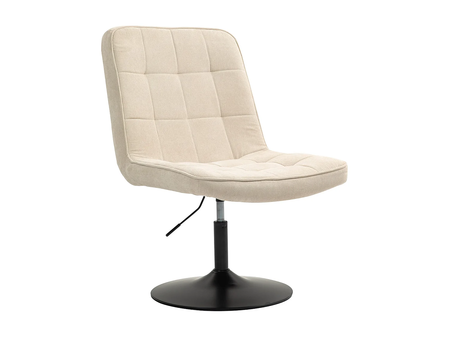 Fauteuil lounge HENRY chaise rembourrée avec base pivotante et couverture en velours côtelé beige