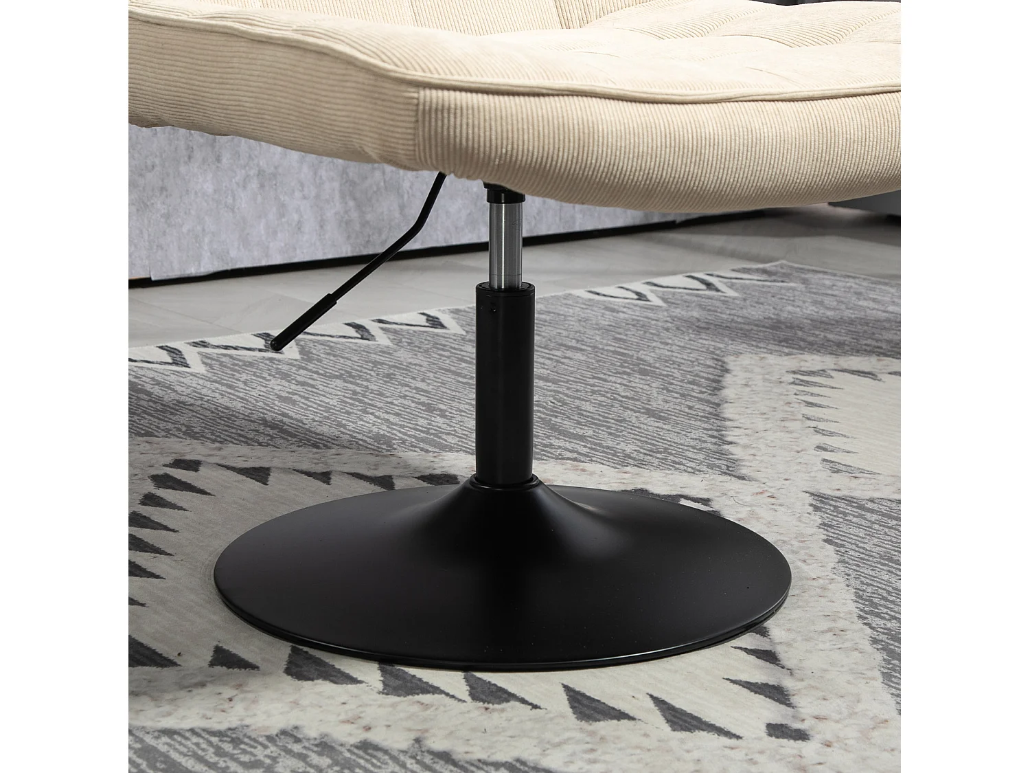 Fauteuil lounge HENRY chaise rembourrée avec base pivotante et couverture en velours côtelé beige