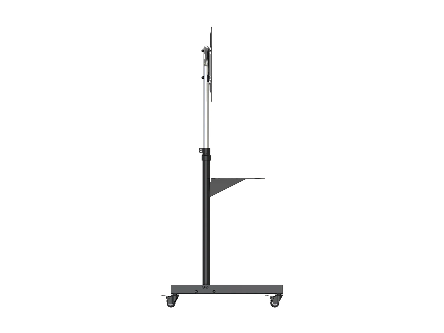 Meuble TV réglable en hauteur Chariot TV Meuble TV Roues verrouillables Surface de rangement Étagère pour ordinateur portable Noir