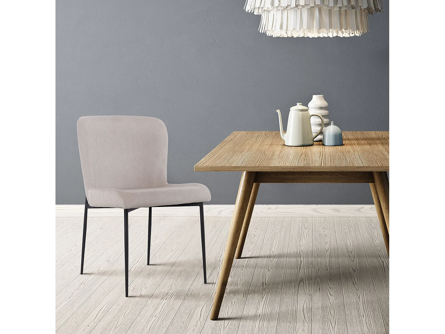 SVITA FREDDIE Lot de 2 chaises de salle à manger Beige