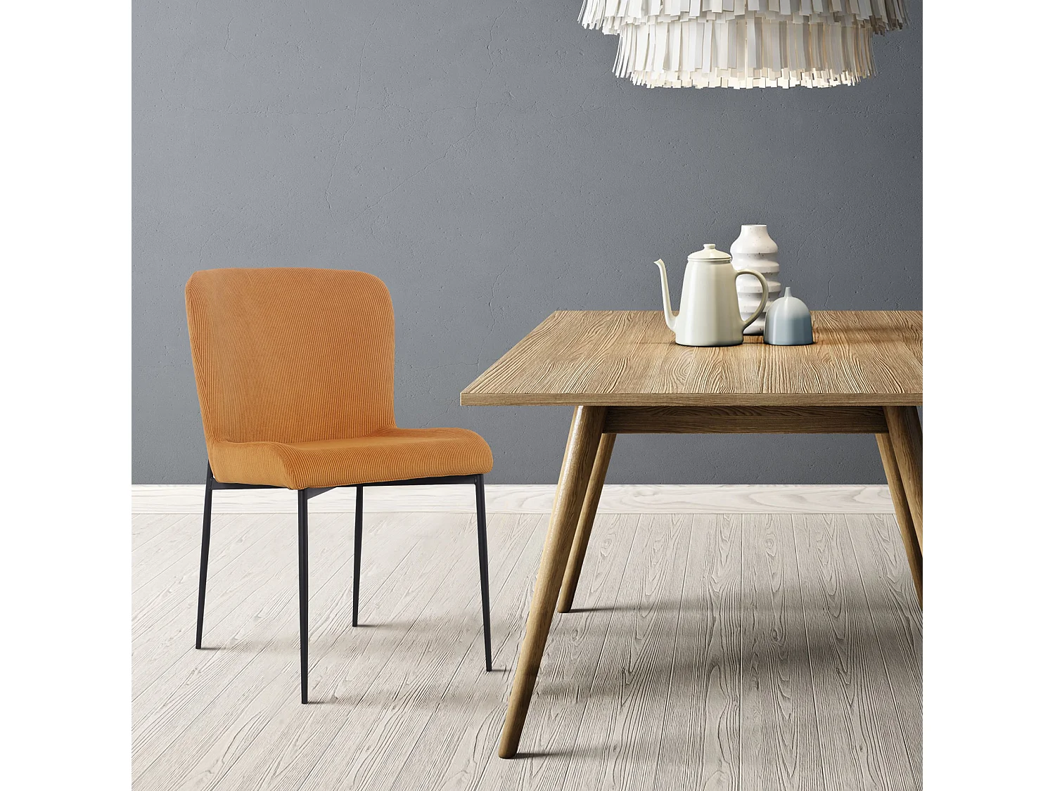 SVITA FREDDIE Lot de 2 chaises de salle à manger Jaune moutarde