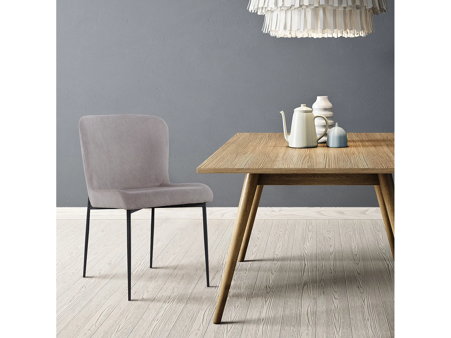 SVITA FREDDIE Lot de 2 chaises de salle à manger Gris Clair