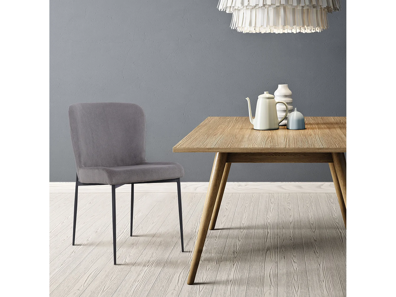 SVITA FREDDIE Lot de 2 chaises de salle à manger Gris Clair