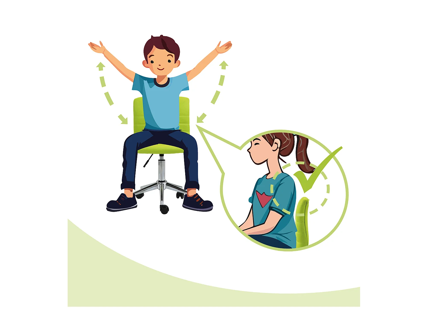 SVITA LINUS chaise de bureau chaise pivotante pour enfant chaise de bureau chambre d'enfant revêtement en tissu vert