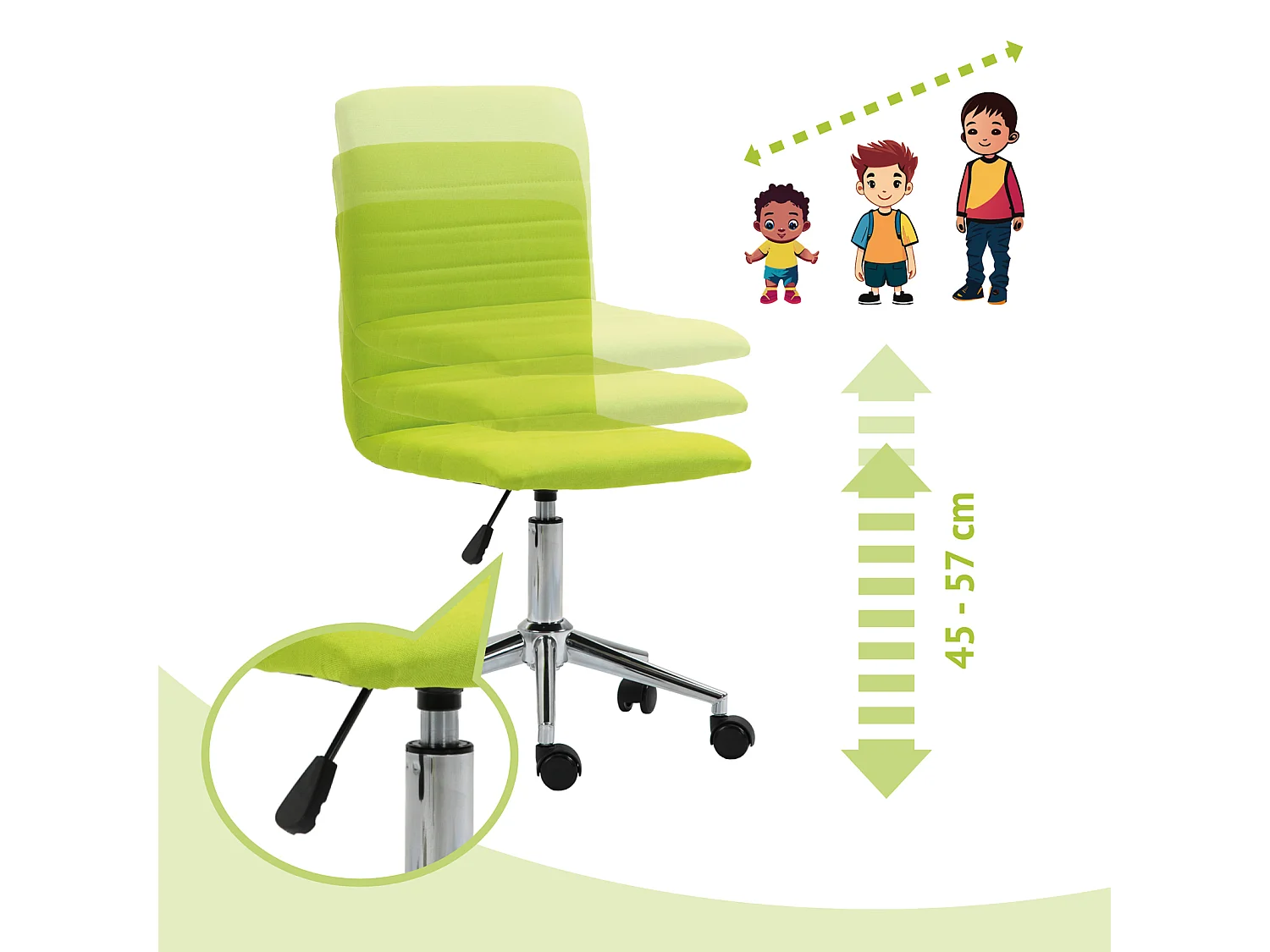 KINDERSCHREIBTISCHSTUHL LINUS Stoffbezug Grün