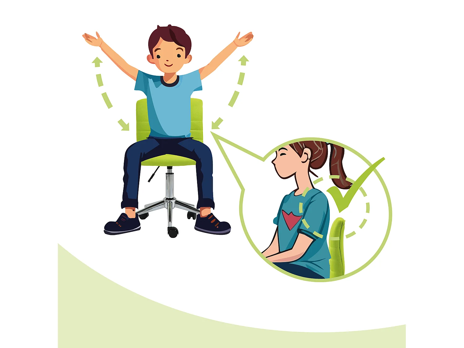 KINDERSCHREIBTISCHSTUHL LINUS Stoffbezug Grün