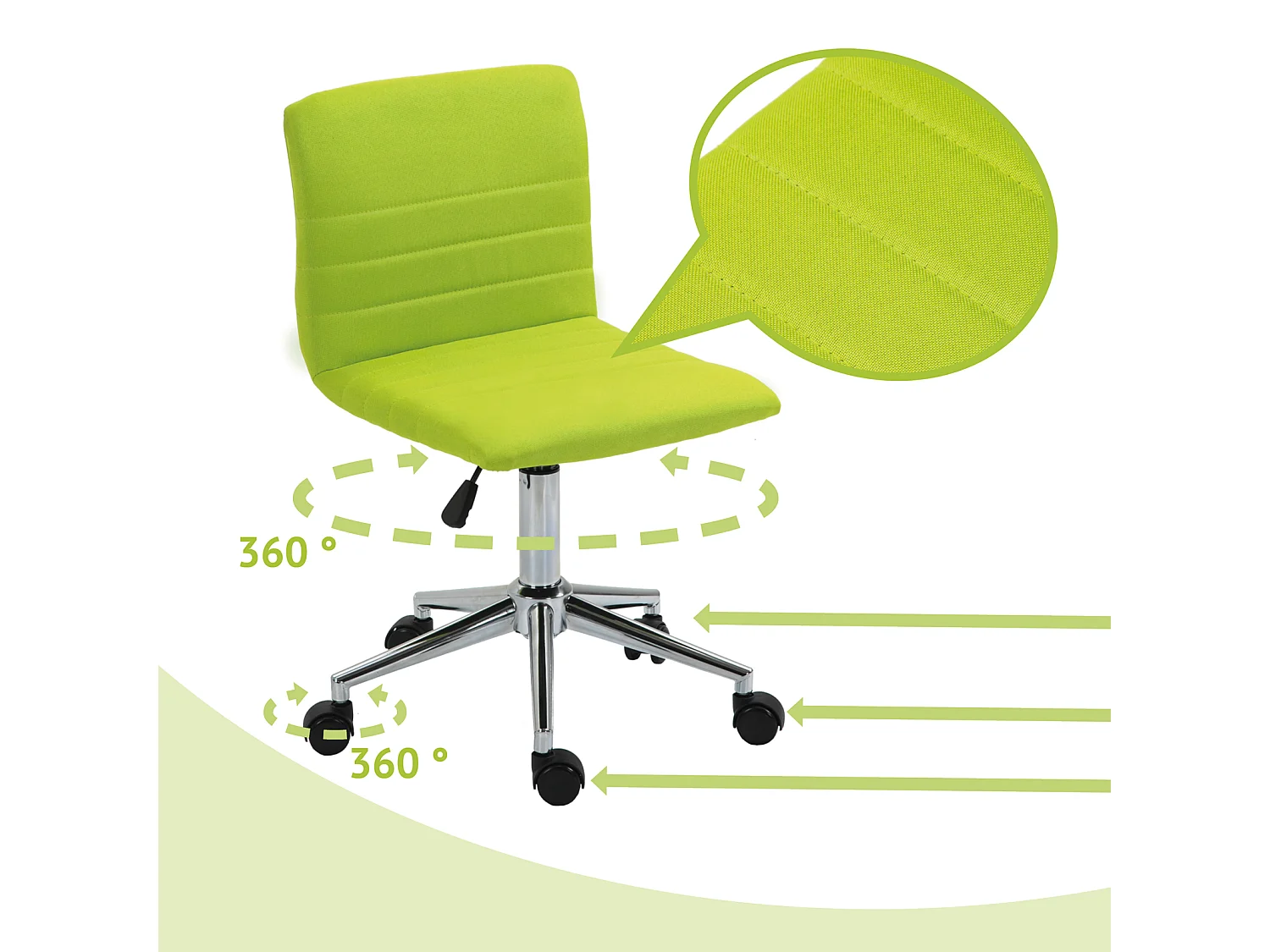 KINDERSCHREIBTISCHSTUHL LINUS Stoffbezug Grün