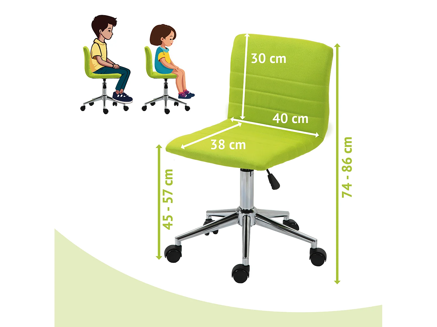 KINDERSCHREIBTISCHSTUHL LINUS Stoffbezug Grün