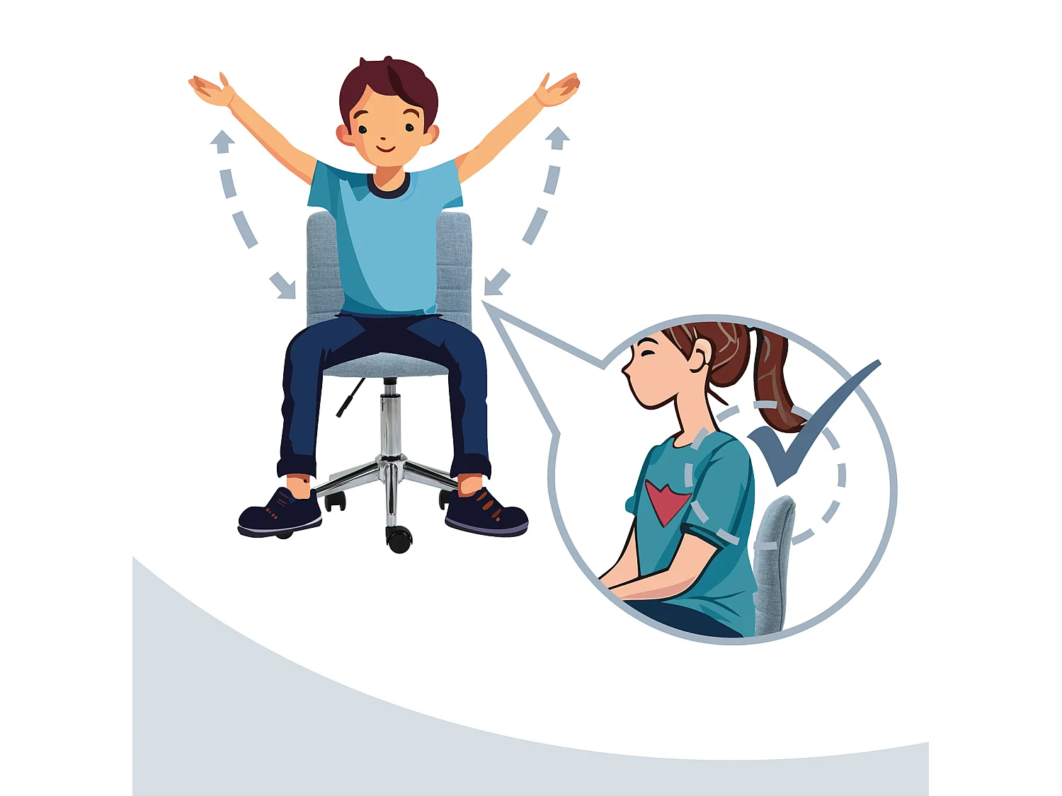 SVITA LINUS chaise de bureau chaise pivotante pour enfant chaise de bureau chambre d'enfant revêtement en tissu bleu