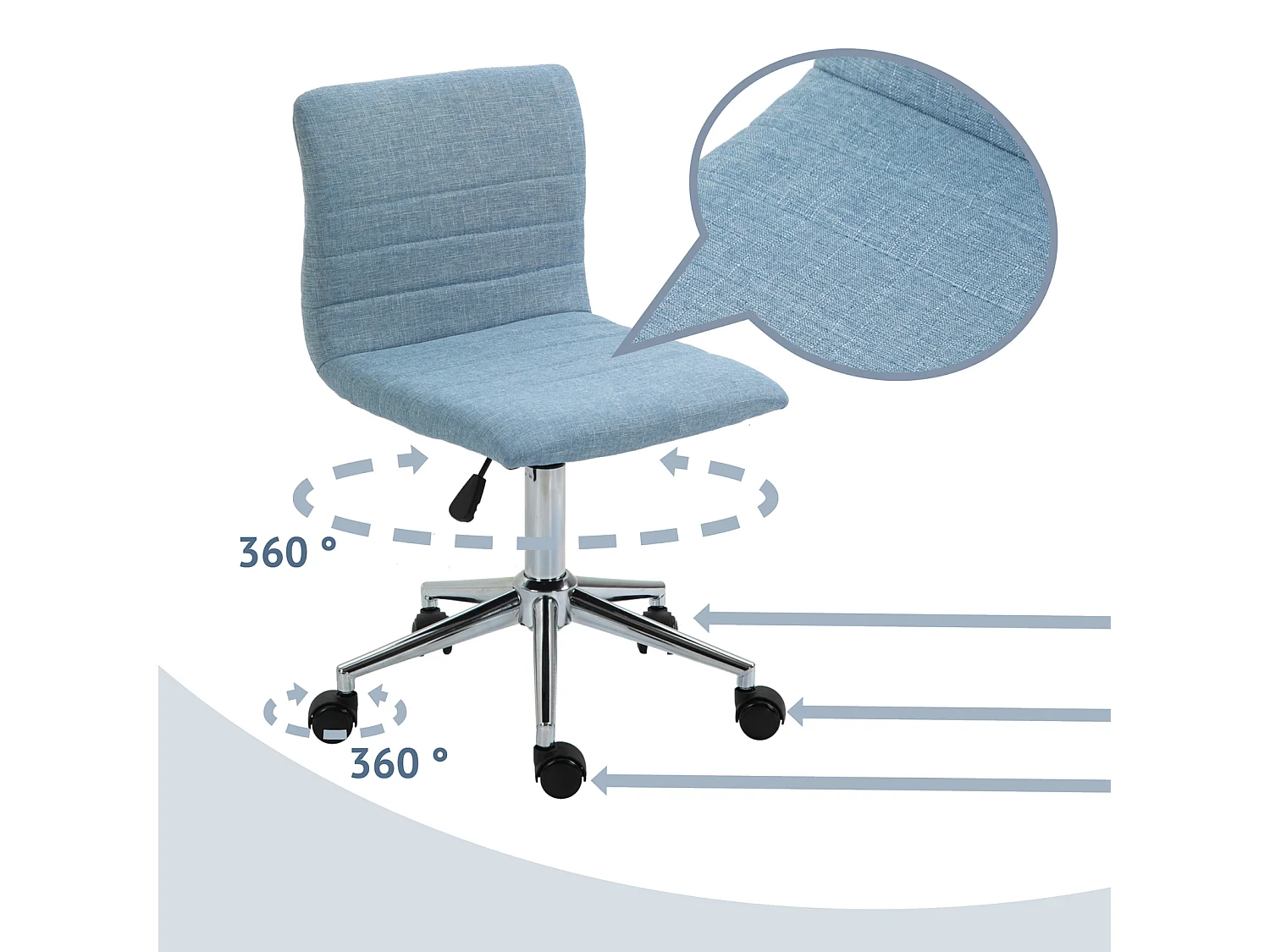 SVITA LINUS chaise de bureau chaise pivotante pour enfant chaise de bureau chambre d'enfant revêtement en tissu bleu