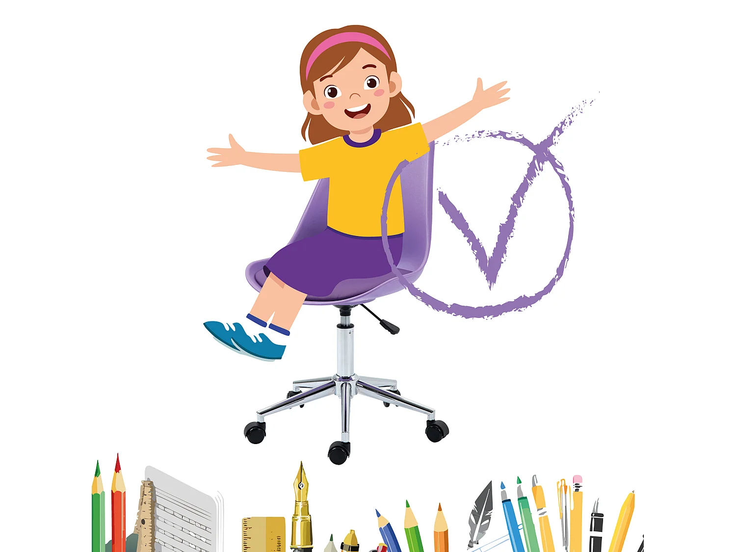 SVITA EDDY chaise de bureau pour enfants chaise pivotante chaise de bureau pour enfants violet