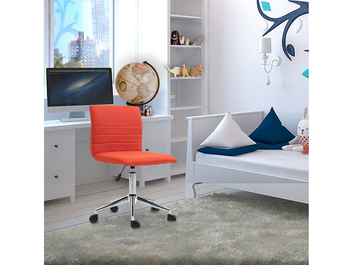 SVITA LINUS chaise de bureau chaise pivotante pour enfant chaise de bureau chambre d'enfant revêtement en tissu rouge