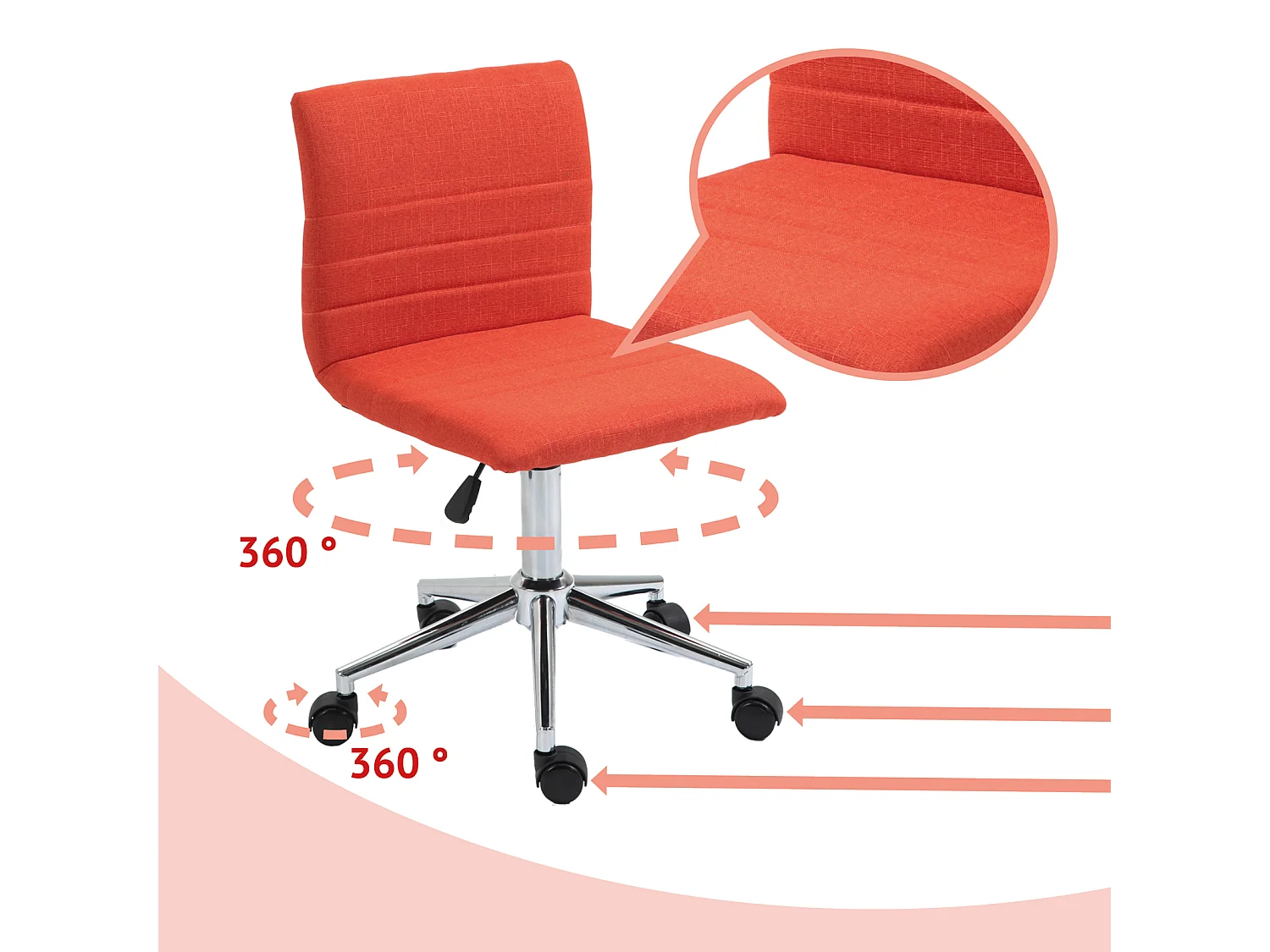 SVITA LINUS chaise de bureau chaise pivotante pour enfant chaise de bureau chambre d'enfant revêtement en tissu rouge