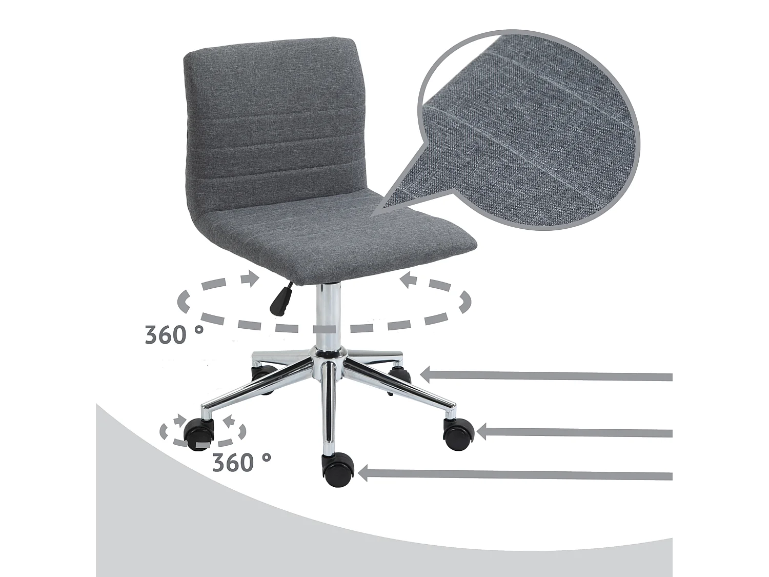 SVITA LINUS chaise de bureau chaise pivotante pour enfant chaise de bureau chambre d'enfant revêtement en tissu gris