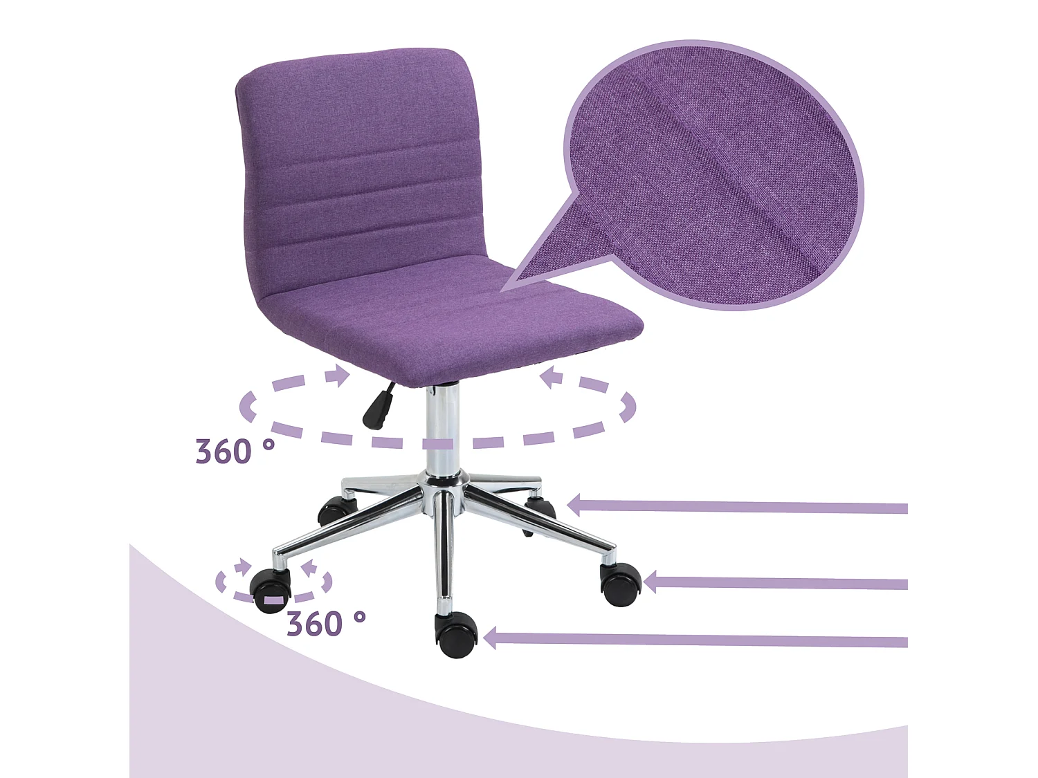 SVITA LINUS chaise de bureau chaise pivotante pour enfant chaise de bureau chambre d'enfant housse en tissu violet