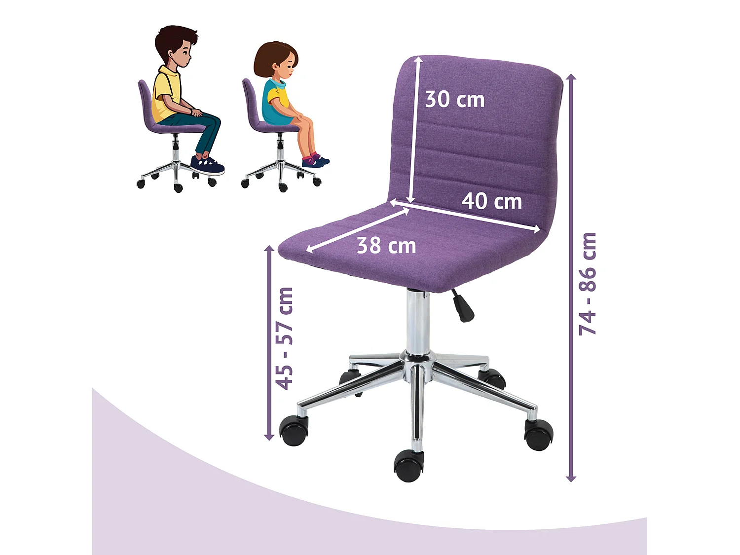 KINDERSCHREIBTISCHSTUHL LINUS Stoffbezug Lila