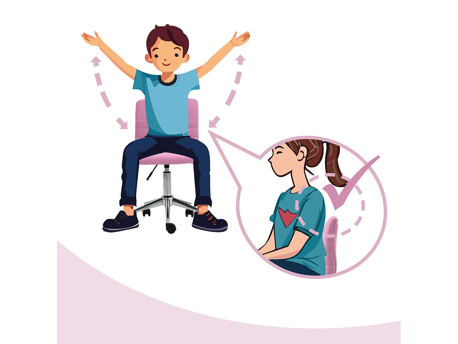 KINDERSCHREIBTISCHSTUHL LINUS Stoffbezug Pink